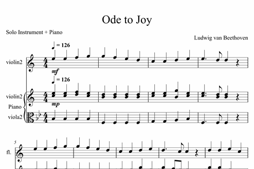 Ode To Joy Beginner Alto Voice Piano Sheet Music Melody Measures