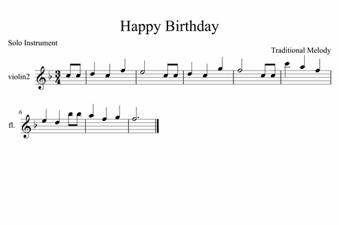 Happy Birthday Beginner Solo Instrument Sheet Music Melody Measures